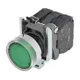 PULSADOR METALICO LUMINOSO RASANTE VERDE 1NA 220V