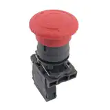 PULSADOR PLASTICO GOLPE DE PUÑO C/RETENCION ROJO 1NC 40 MM