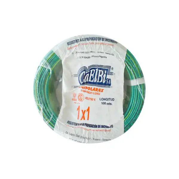 CABLE UNIPOLAR 1.00 MM2 BICOLOR X 100 MTS
