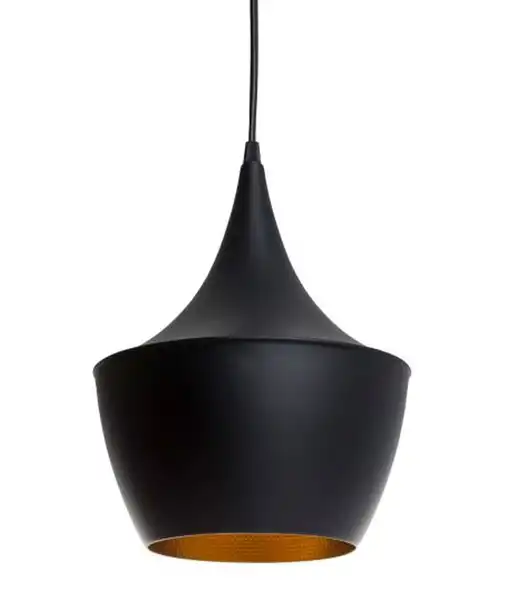 COLGANTE 1L E27 240X300MM CONVEXO METALICO NEGRO