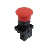 PULSADOR PLASTICO GOLPE DE PUÑO C/RETENCION ROJO 40MM  S/AUX