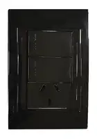 BASE LLAVE ARMADA 2 PUNTOS Y 1 TOMA NEGRO TAPA NEGRO