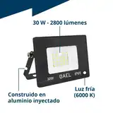 PROYECTOR LED 30 W 3300 lm 6000K FRIO 180-265 VCA IP65 100 Gr