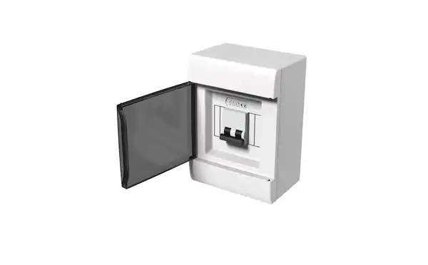 GABINETE DIN 4 POLOS PVC EXTERIOR GRIS PUERTA FUME