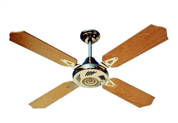 VENTILADOR 4 PALAS MADERA   ROBLE - DORADO