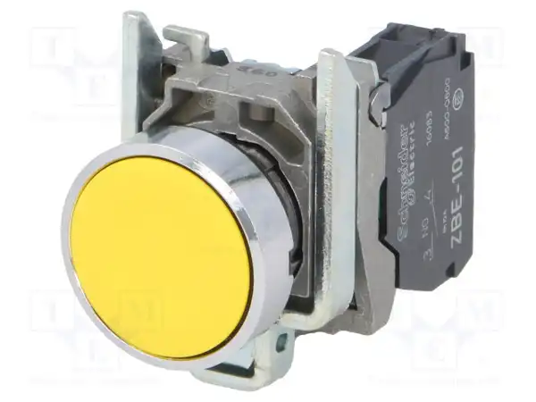 PULSADOR METALICO RASANTE AMARILLO 1NA