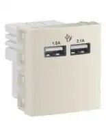 BASE MODULO 2 TOMAS USB 2.1A 220V MARFIL