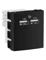 BASE MODULO 2 TOMAS USB 2.1A 220V NEGRO