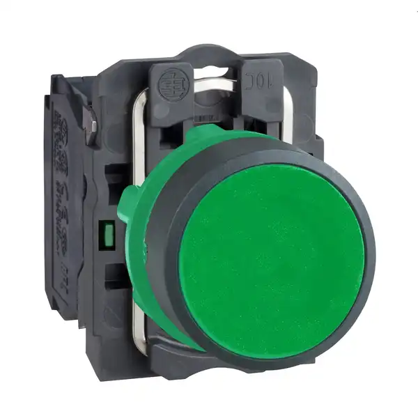 PULSADOR PLASTICO RASANTE VERDE 1NA