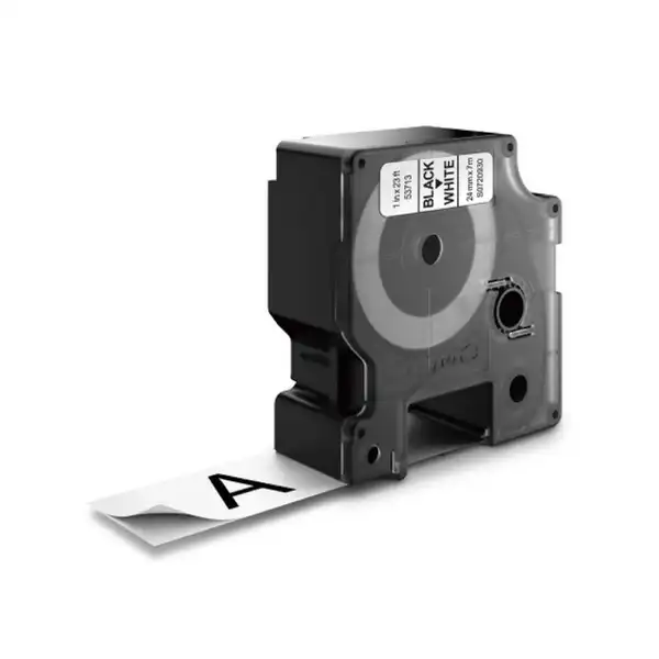CINTA PLASTICO BLANCO LETRA NEGRO 24 MM X 7 MTS