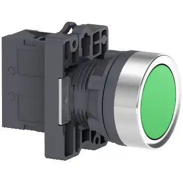 PULSADOR PLASTICO RASANTE VERDE 1NA XA2