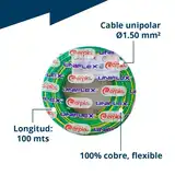 CABLE UNIPOLAR 1.50 MM2 BICOLOR X 100 MTS