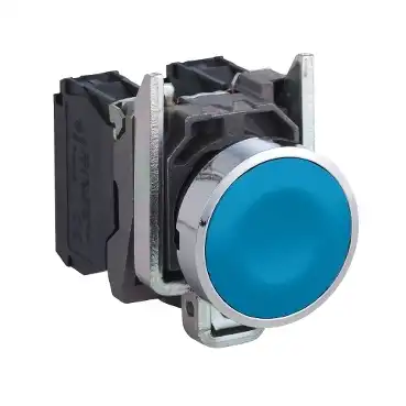 PULSADOR METALICO RASANTE AZUL 1NA