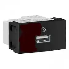 BASE MODULO 1 TOMA USB 1A 220V NEGRO