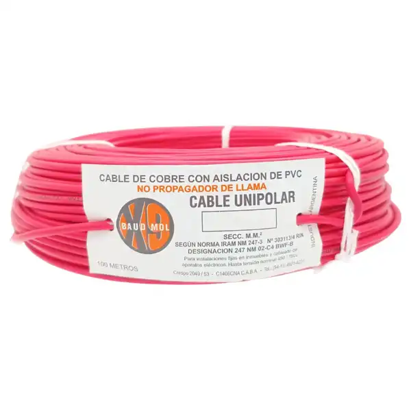CABLE UNIPOLAR 6.00 MM2 ROJO X 100 MTS