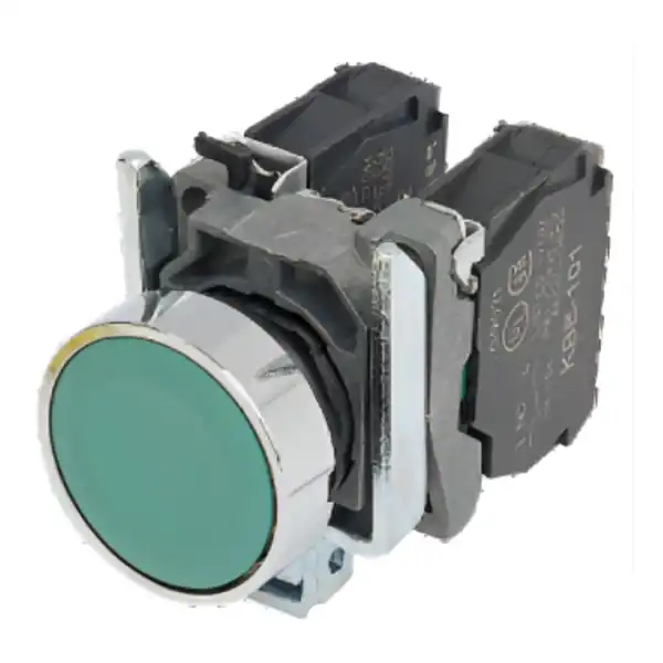 PULSADOR METALICO RASANTE VERDE 1NA