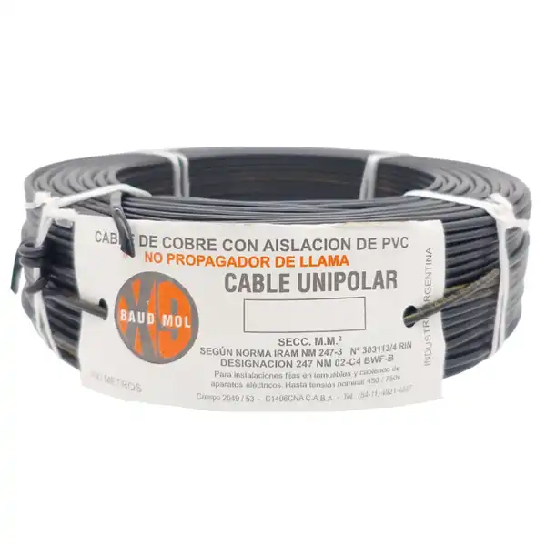 CABLE UNIPOLAR 6.00 MM2 NEGRO X 100 MTS