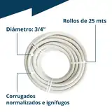 PACK X 4 ROLLOS DE 25 M CAÑO CORRUGADO BLANCO 3/4 STRADA IGNIFUGO