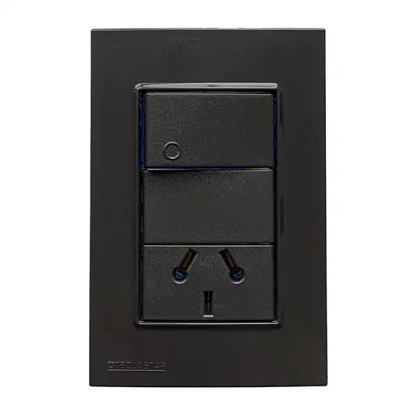 QUADRA LLAVE ARMADA 1 PUNTO Y TOMA GRIS TAPA GRIS