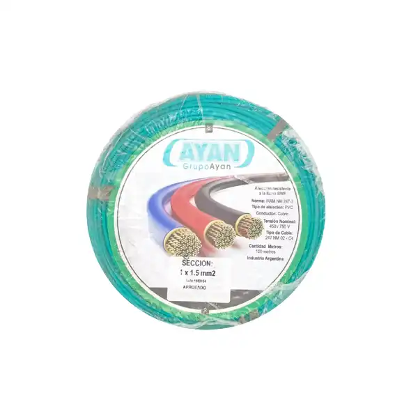 CABLE UNIPOLAR 1.50 MM2 BICOLOR X 100 MTS