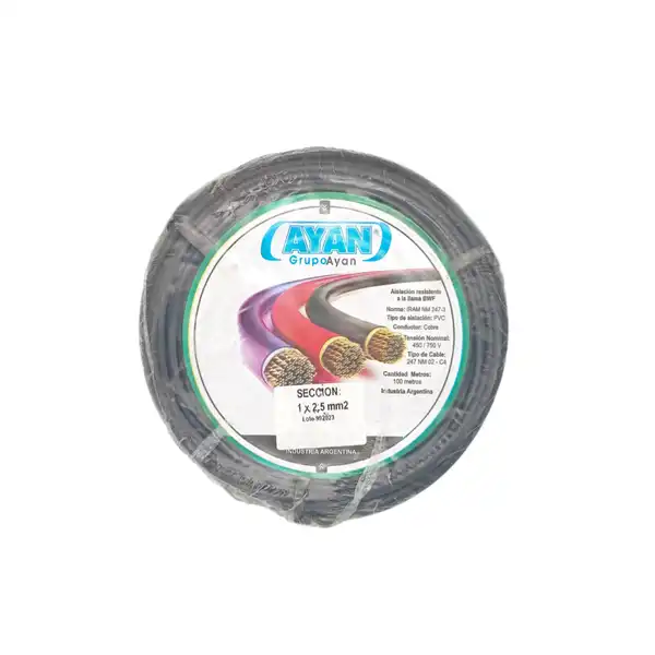 CABLE UNIPOLAR 2.50 MM2 NEGRO X 100 MTS
