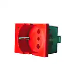 MOD.TOMA SCHUKO 16A. C/NEON TESTIGO - ROJO HOSPITALARIA