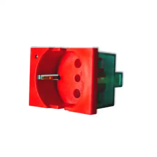 MOD.TOMA SCHUKO 16A. C/NEON TESTIGO - ROJO HOSPITALARIA