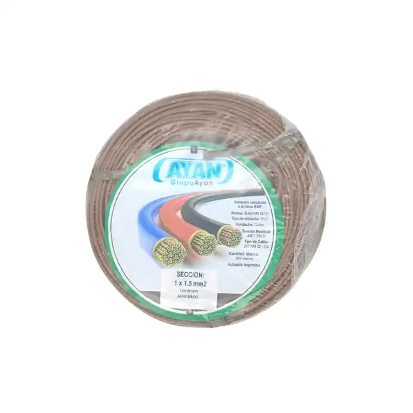CABLE UNIPOLAR 1.50 MM2 MARRON X 100 MTS