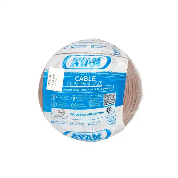 CABLE UNIPOLAR 2.50 MM2 MARRON X 100 MTS