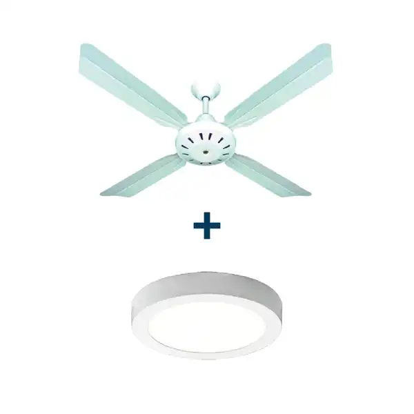 KIT VENTILADOR CHAPA BLANCO PLAFON LED REDONDO 12W BLANCO