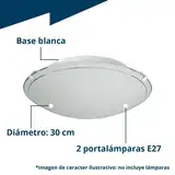 PLAFON REDONDO 2 LUCES BLANCO - VIDRIO SATINADO
